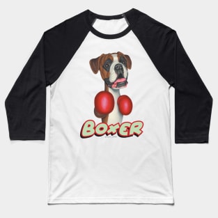 Cute Boxer Dog  wearing Boxing Gloves Baseball T-Shirt